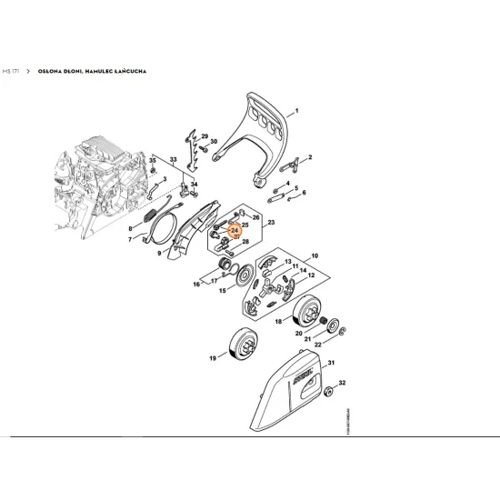 STIHL  Zestaw czołowego koła zębatego/śruba napinacza 1123 007 1004