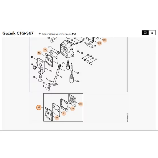 STIHL   Zestaw podzespołów gaźnika 1129 007 1062