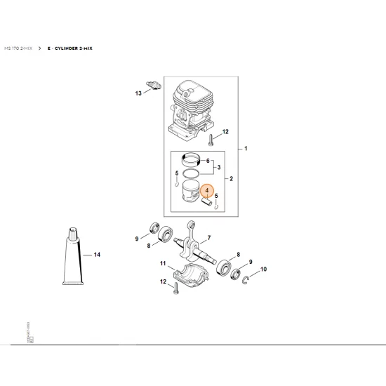 STIHL  Sworzeń tłokowy 10x6,5x23 1139 034 1500