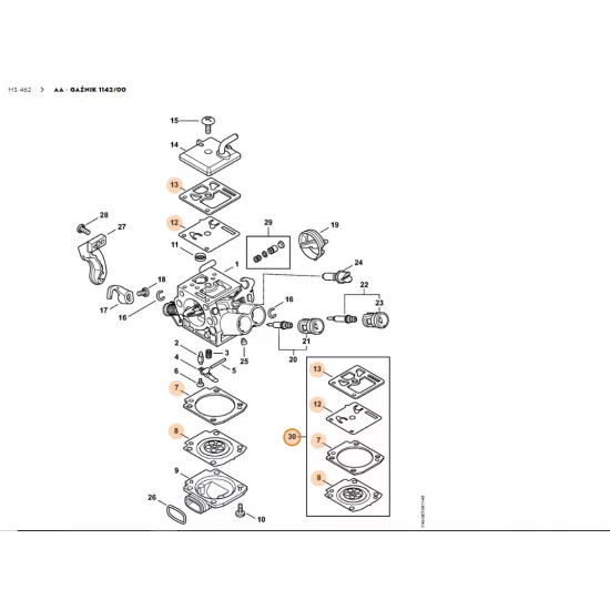 STIHL   Zestaw podzespołów gaźnika 1142 007 1700