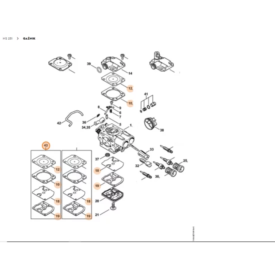 STIHL   Zestaw podzespołów gaźnika 1143 007 1703
