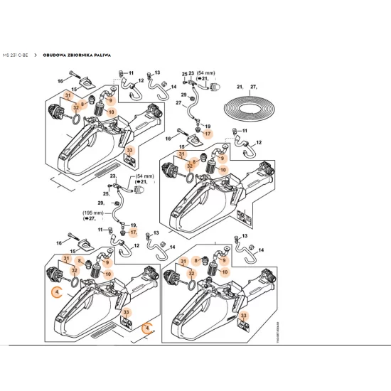 STIHL   Obudowa zbiornika paliwa 1143 350 0833