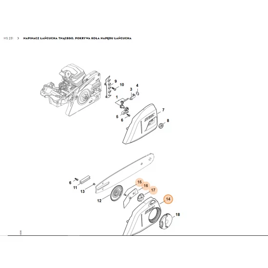 STIHL   Pokrywa koła napędu łańcucha 1143 640 1731