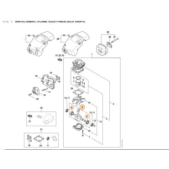 STIHL   wał korbowy z łożyskiem 1148 030 1008