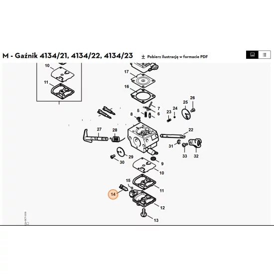 STIHL  Śruba zderzakowa regulacji obrotów biegu jałowego 4134 122 6200