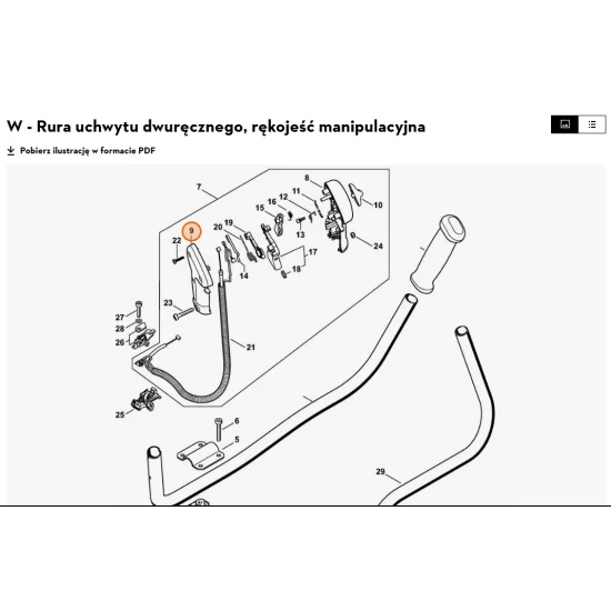 STIHL Połówka okładziny rękojeści - strona zewnętrzna 4134 791 0800