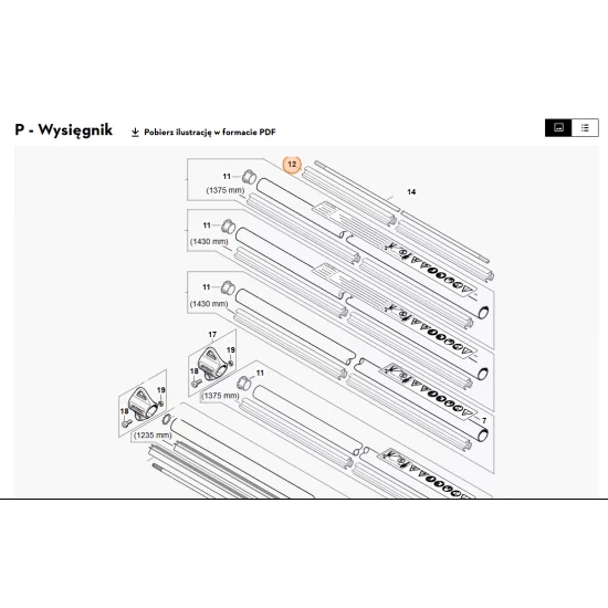 STIHL  Rura łożyska 1455 mm 4137 711 7300