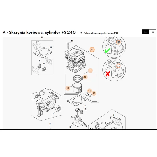 STIHL   Cylinder z tłokiem Ø 40 mm 4147 020 1206