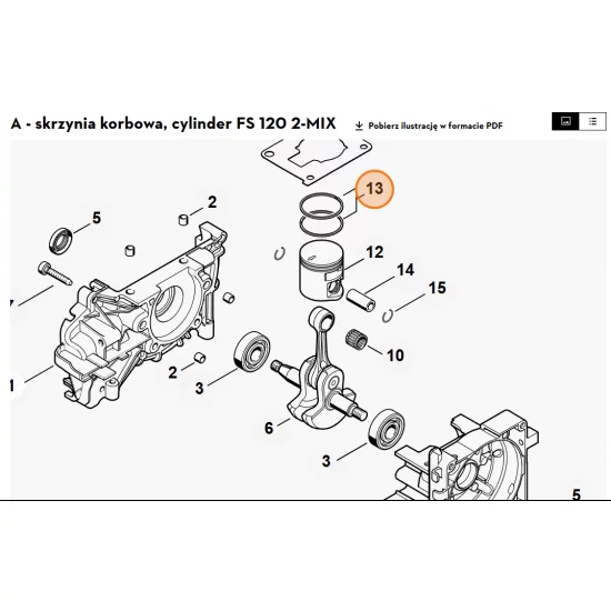 STIHL Pierścień tłokowy Ø 35x1,2 mm 4149 034 3005