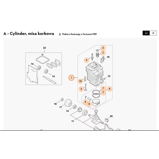 STIHL   Cylinder z tłokiem Ø 38 mm 4180 020 1207