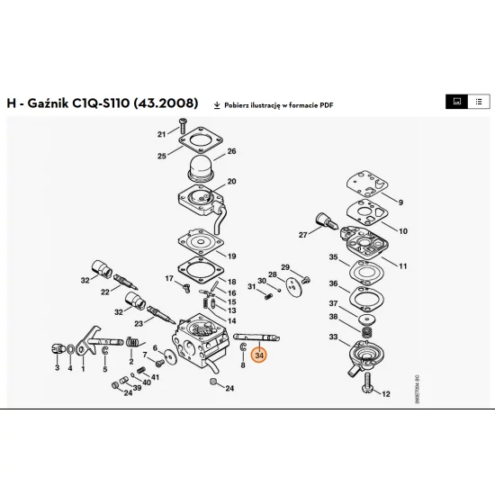 STIHL  Oś przepustnicy układu rozruchowego 4180 121 3002