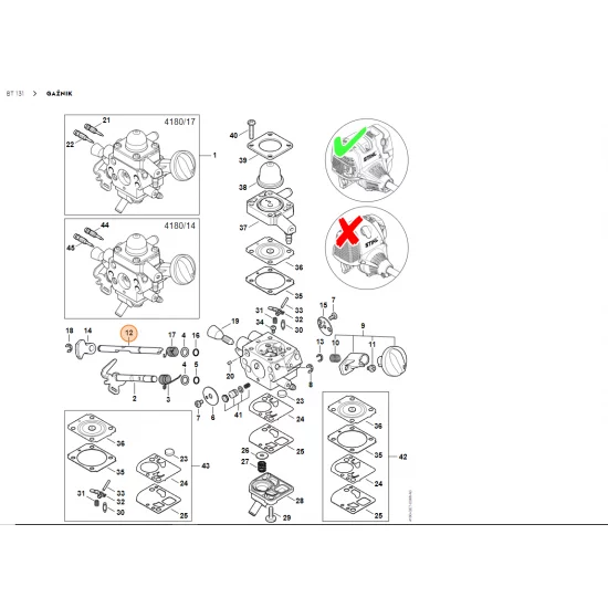 STIHL   Oś przepustnicy układu rozruchowego 4180 121 3005