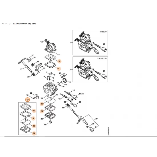 STIHL   Zestaw podzespołów gaźnika 4229 007 1060