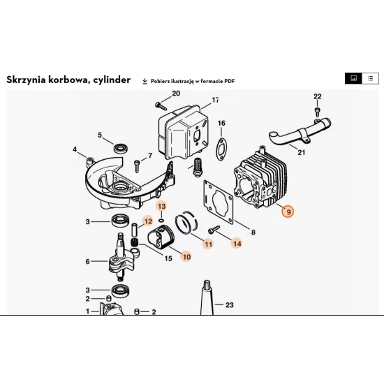 STIHL   Cylinder z tłokiem Ø 34 mm 4237 020 1201