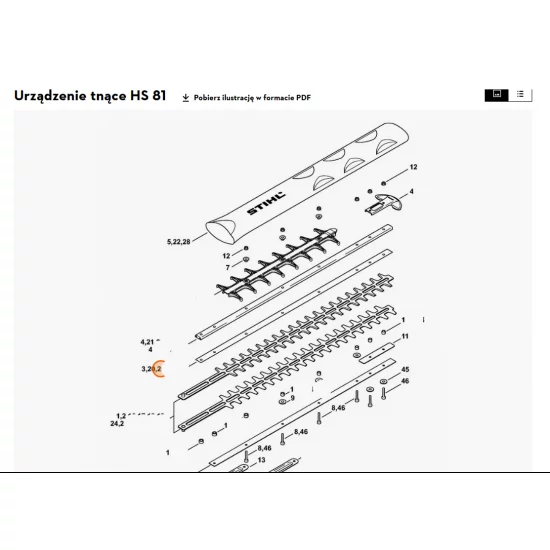 STIHL   Listwa ślizgowa noży 750 mm / 30” T 4237 713 2201