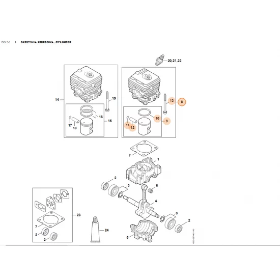 STIHL   Cylinder z tłokiem Ø 34 mm 4241 020 1204