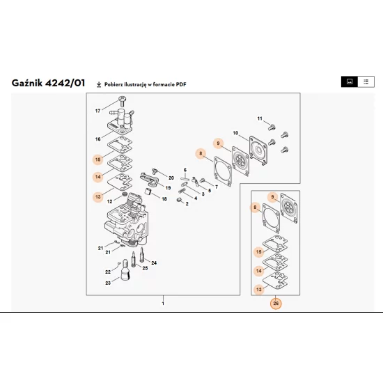 STIHL  Zestaw podzespołów gaźnika 4242 007 1701
