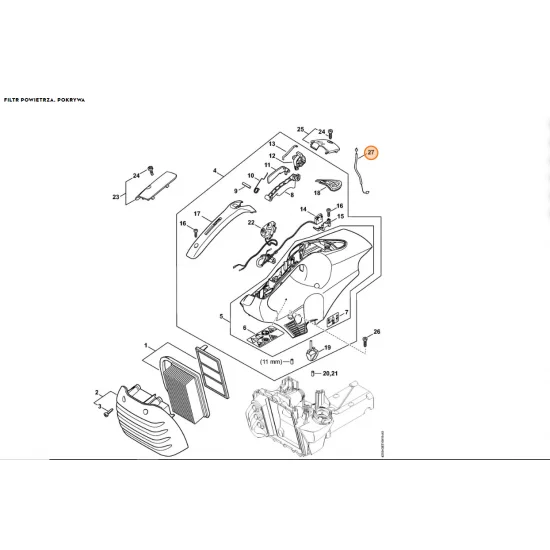 STIHL  Cięgno sterowania główną przepustnicą 4250 180 1100