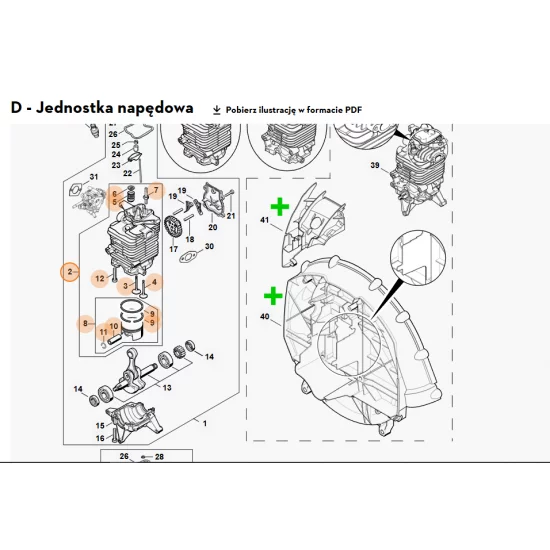 STIHL   Cylinder z tłokiem Ø 50 mm 4282 020 1200