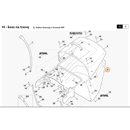 STIHL   Dolna część kosza na trawę 6160 703 9601