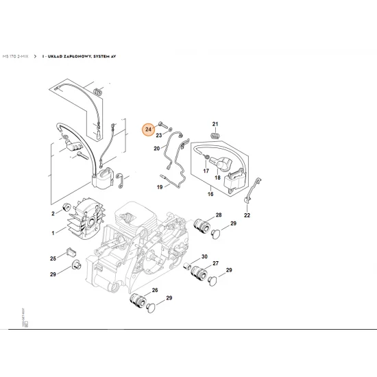 STIHL   Śruba z łbem cylindrycznym IS-D4x20 9075 478 3022