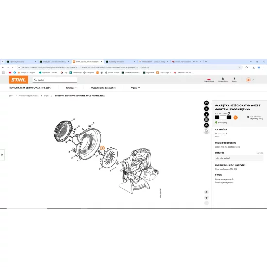 STIHL   Nakrętka sześciokątna M8x1 z gwintem lewoskrętnym 9211 260 1150