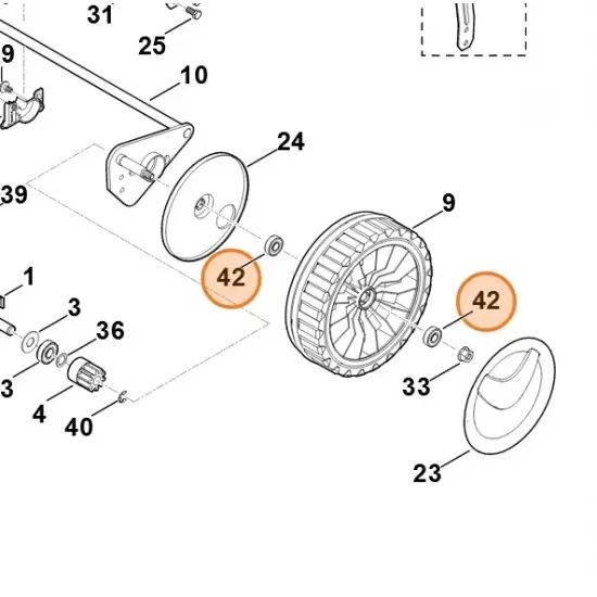 Łożysko kulkowe koła tylnego do kosiarek STIHL VIKING